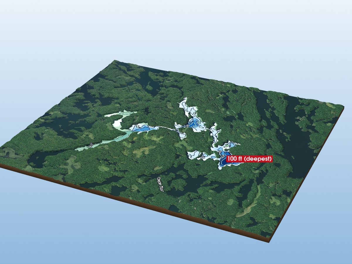 Depth map of Spider Lake