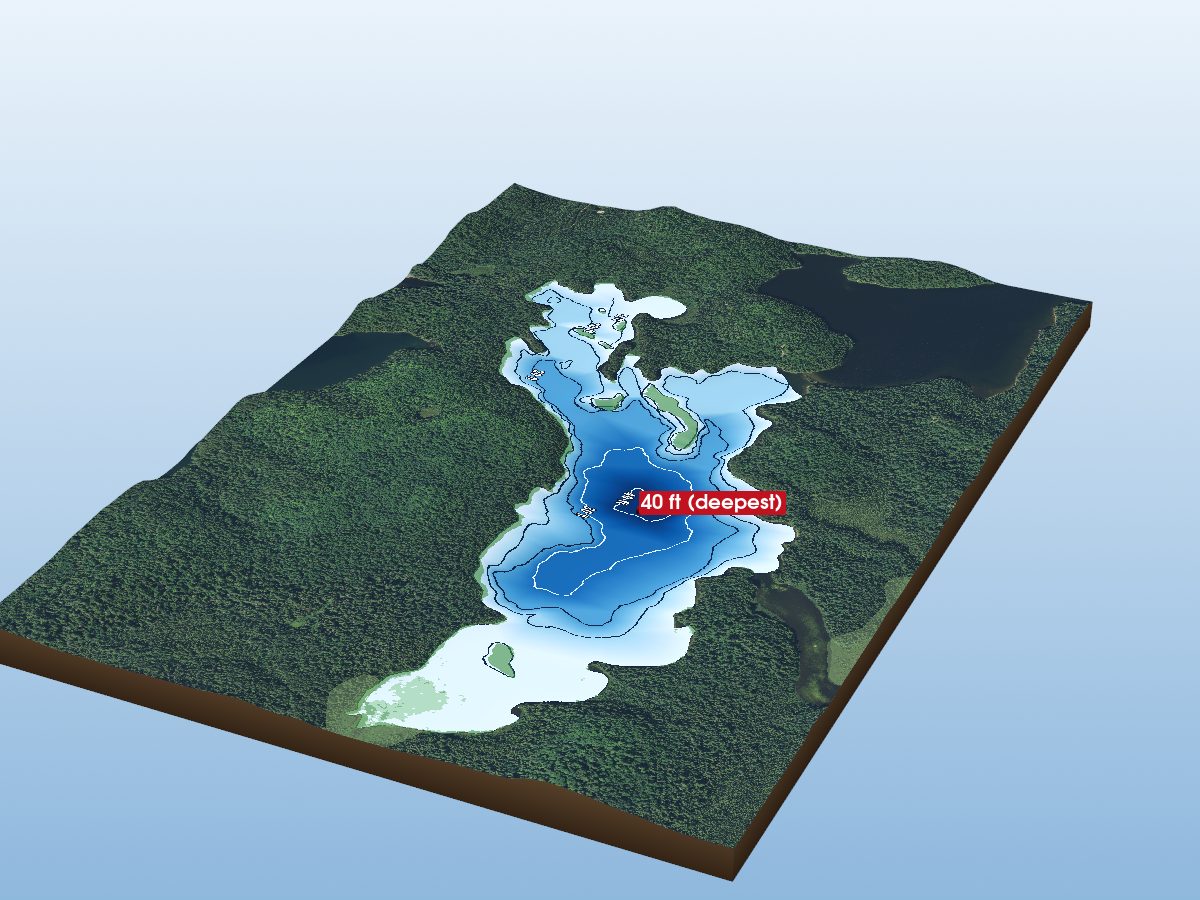 Depth map of Spinweb Lake