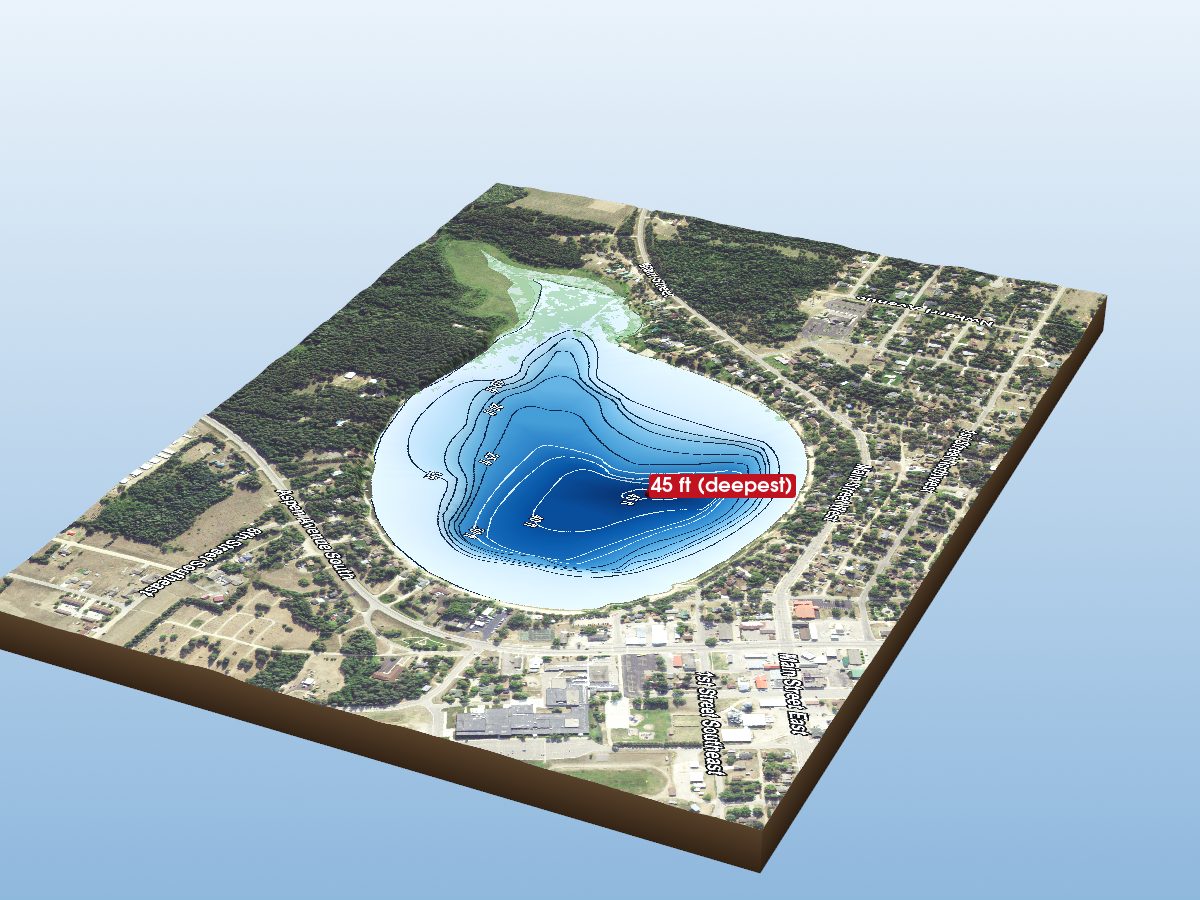 Depth map of Spirit Lake