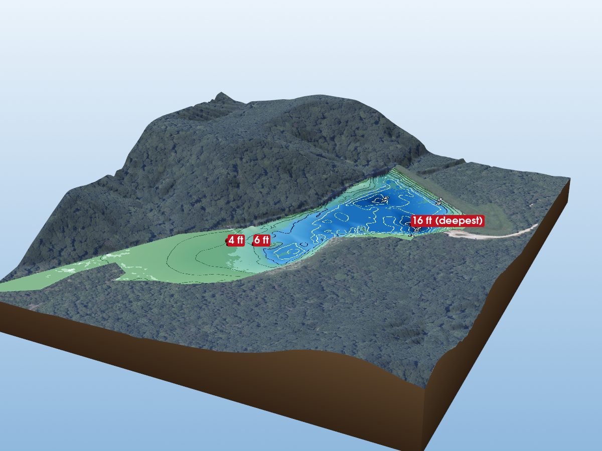 Depth map of Spurgeon Hollow Lake