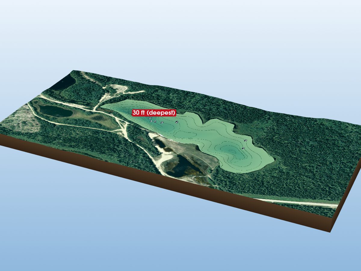 Depth map of Spurline Lake