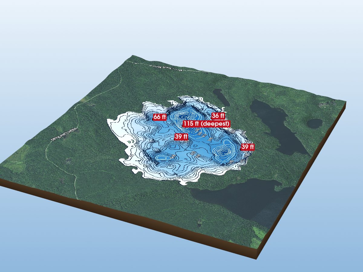 Depth map of Squeers Lake