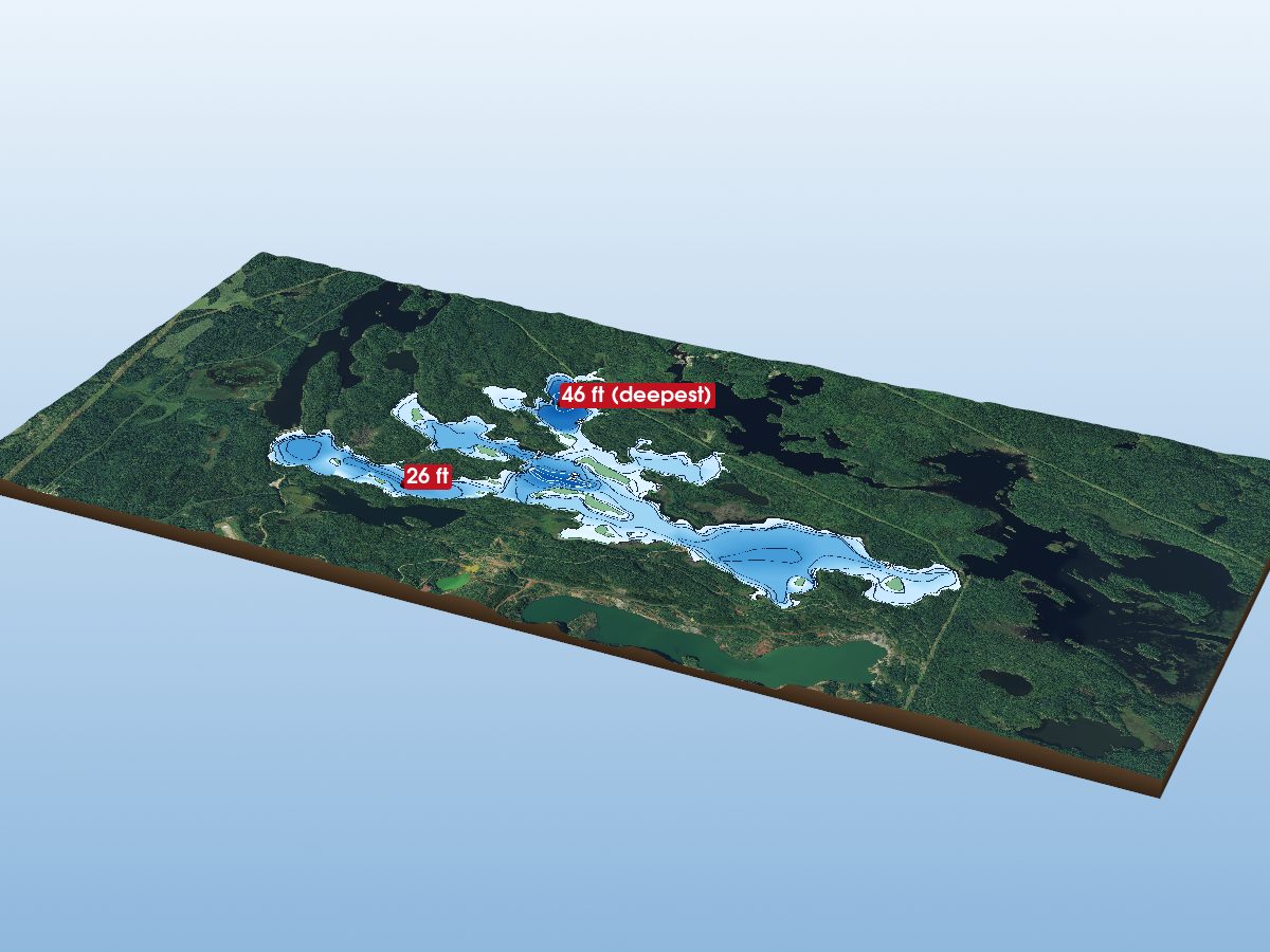 Depth map of Steep Rock Lake