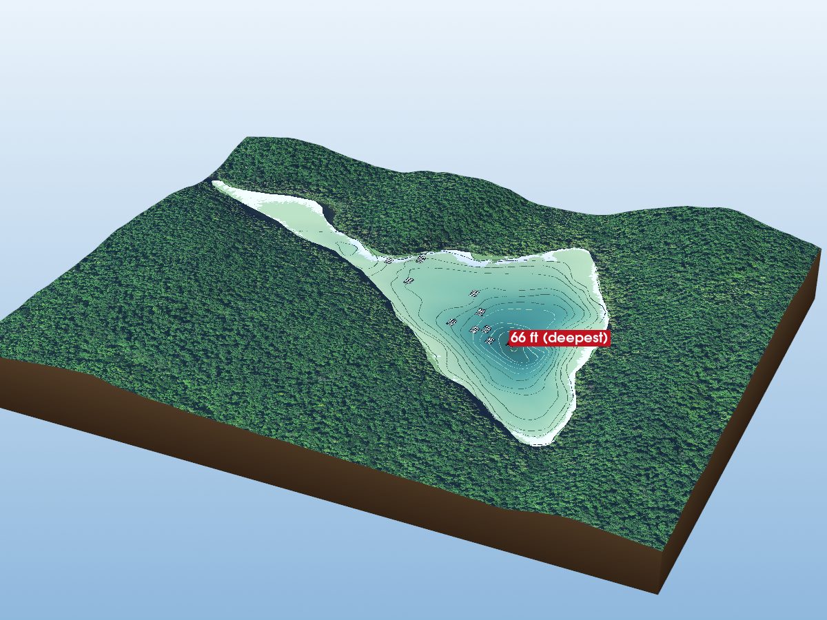 Depth map of Straight Shore Lake