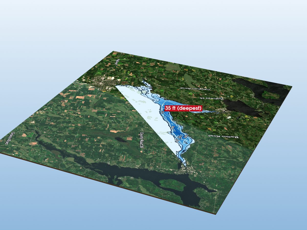 Depth map of Sturgeon Lake