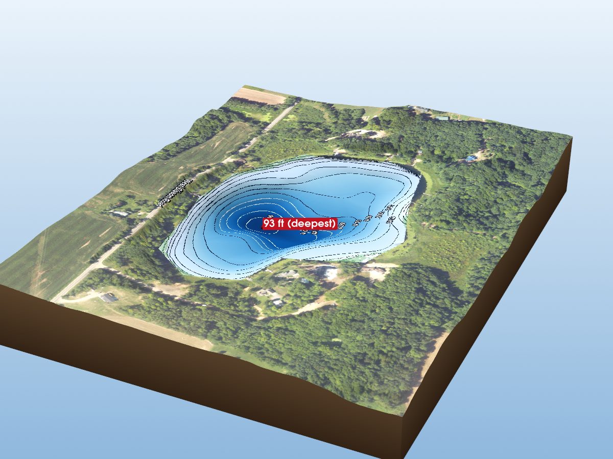 3D depth map of Sugarbush Lake