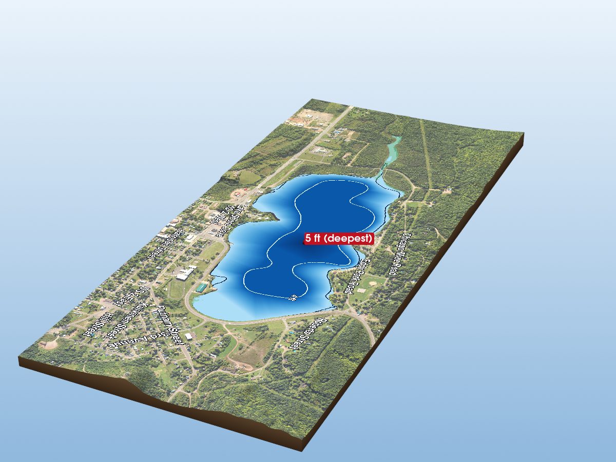 Depth map of Sunday Lake