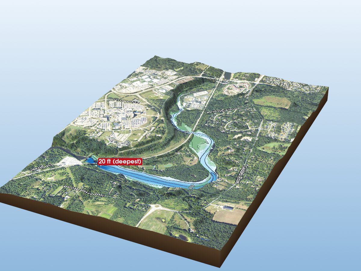Depth map of Superior Pond
