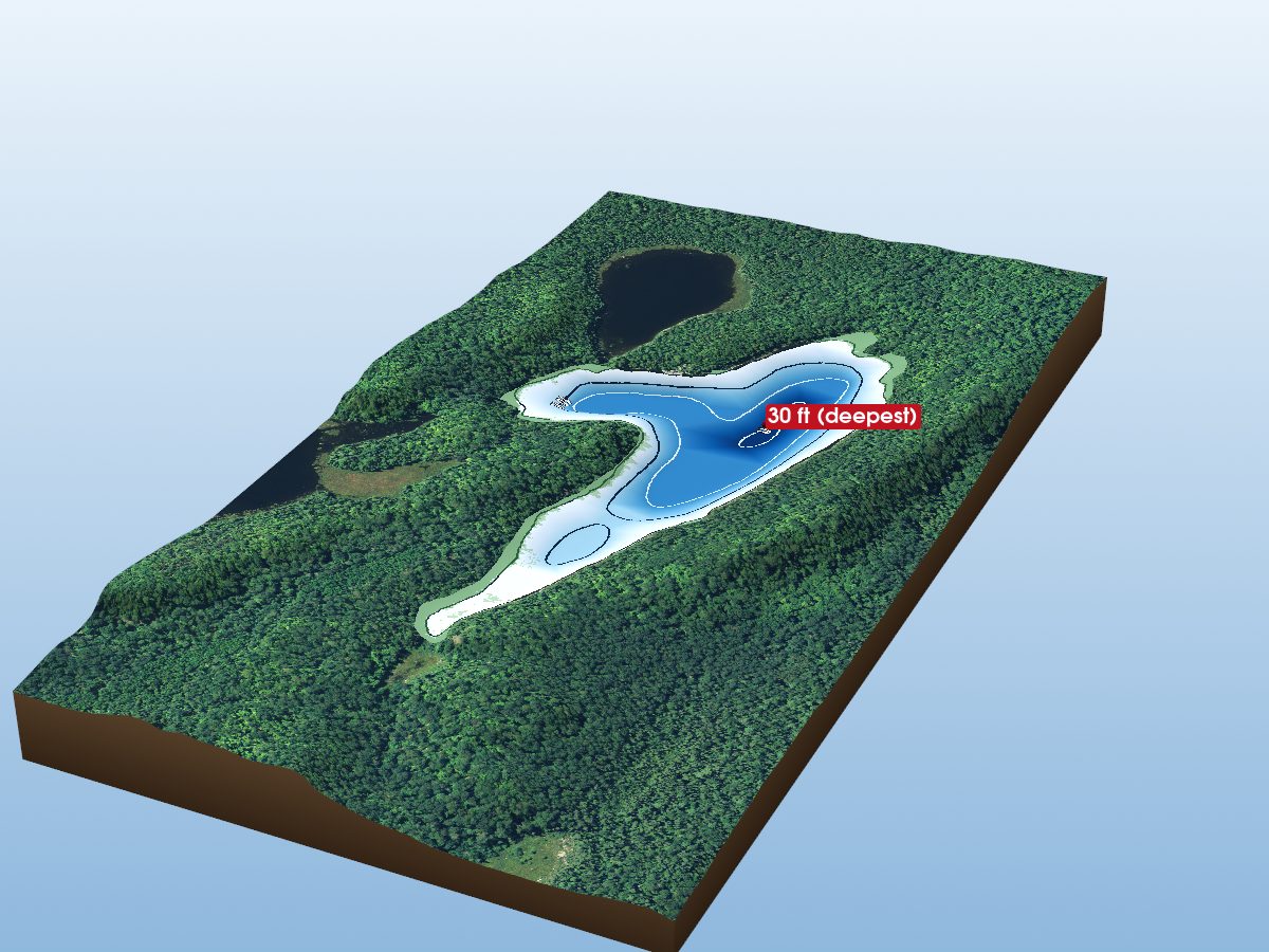 Depth map of Survey Lake