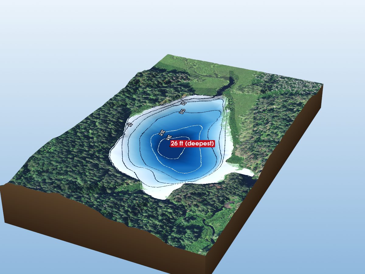 Depth map of Sweezy Lake