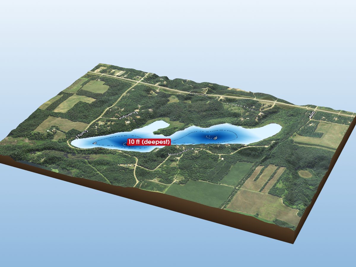 Depth map of Sweitzer Lake