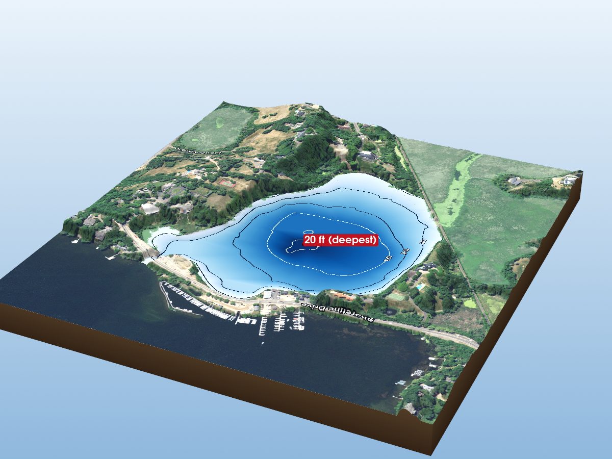 Depth map of Tanager Lake