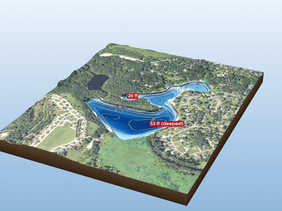 Depth map of Ten Mile Lake