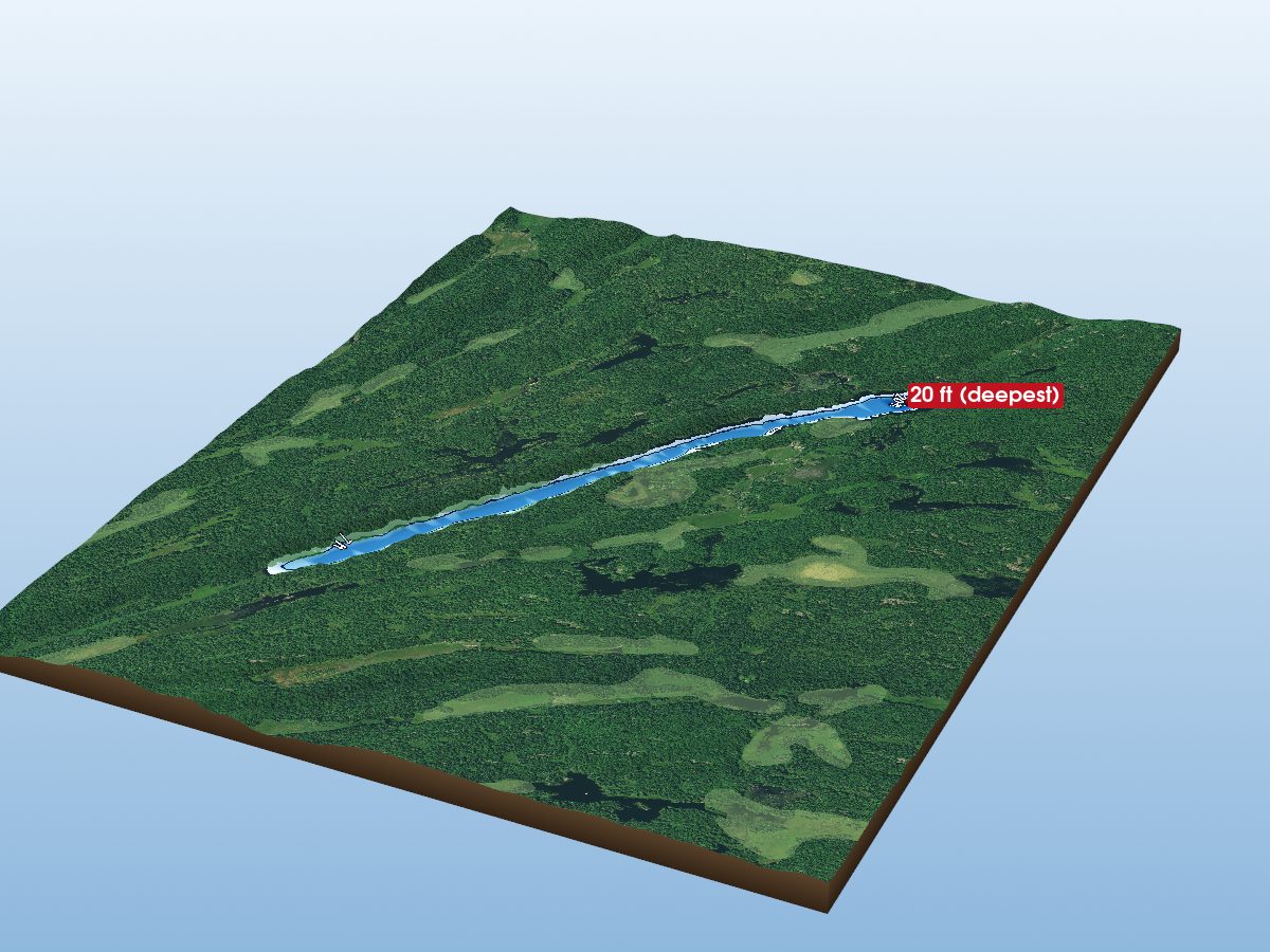 Depth map of Ten Mile Lake