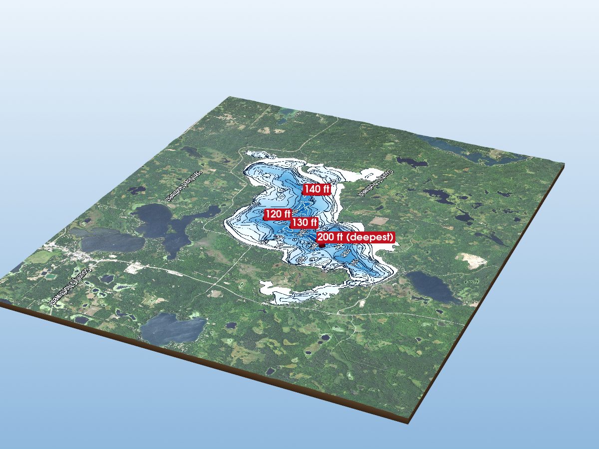 Depth map of Tenmile Lake