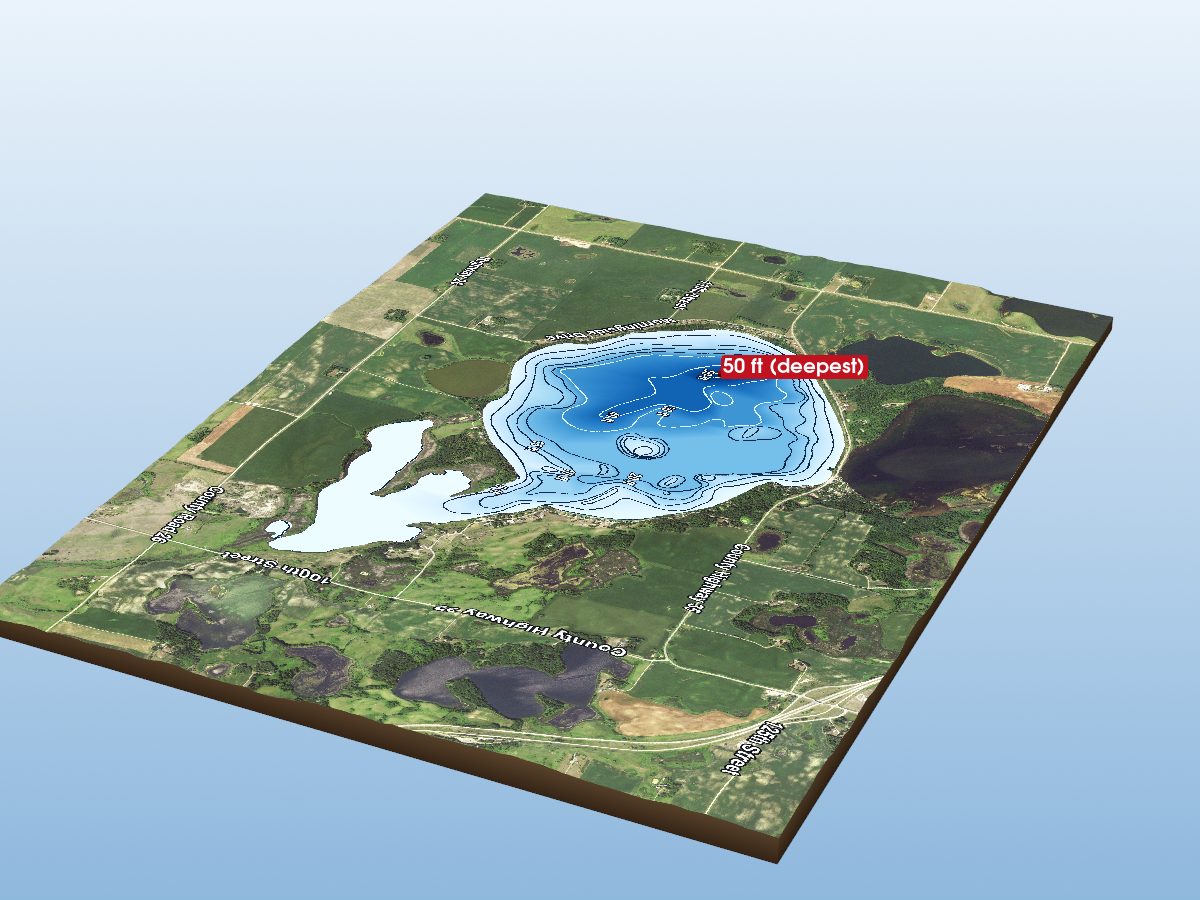 Depth map of Tenmile Lake