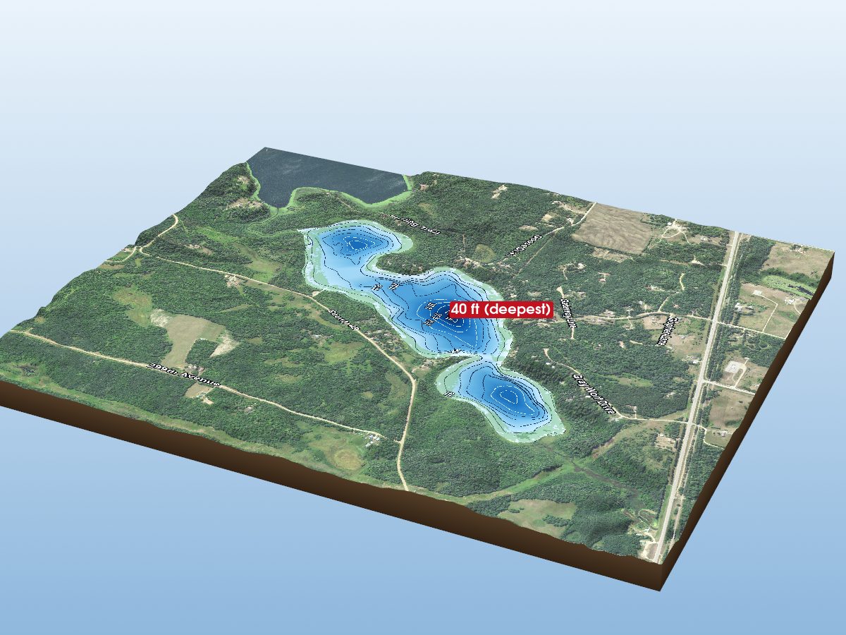 Depth map of Tenth Crow Wing Lake