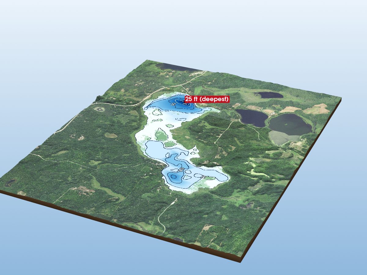 Depth map of Three Island Lake