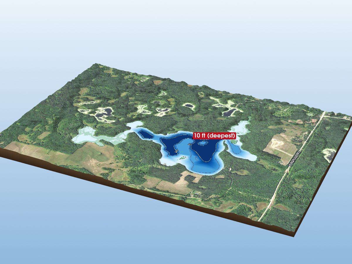 Depth map of Three Island Lake