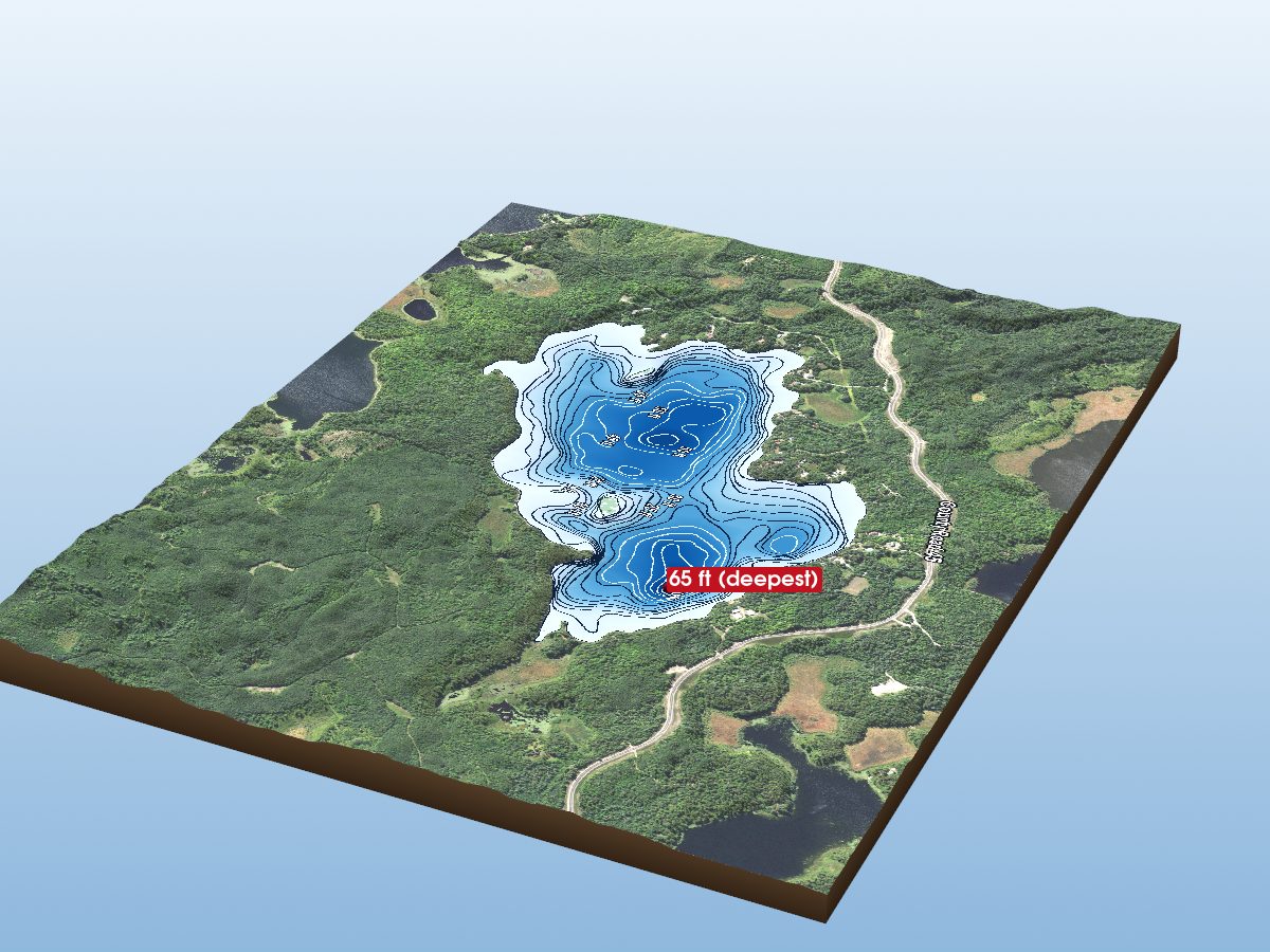 Depth map of Three Island Lake