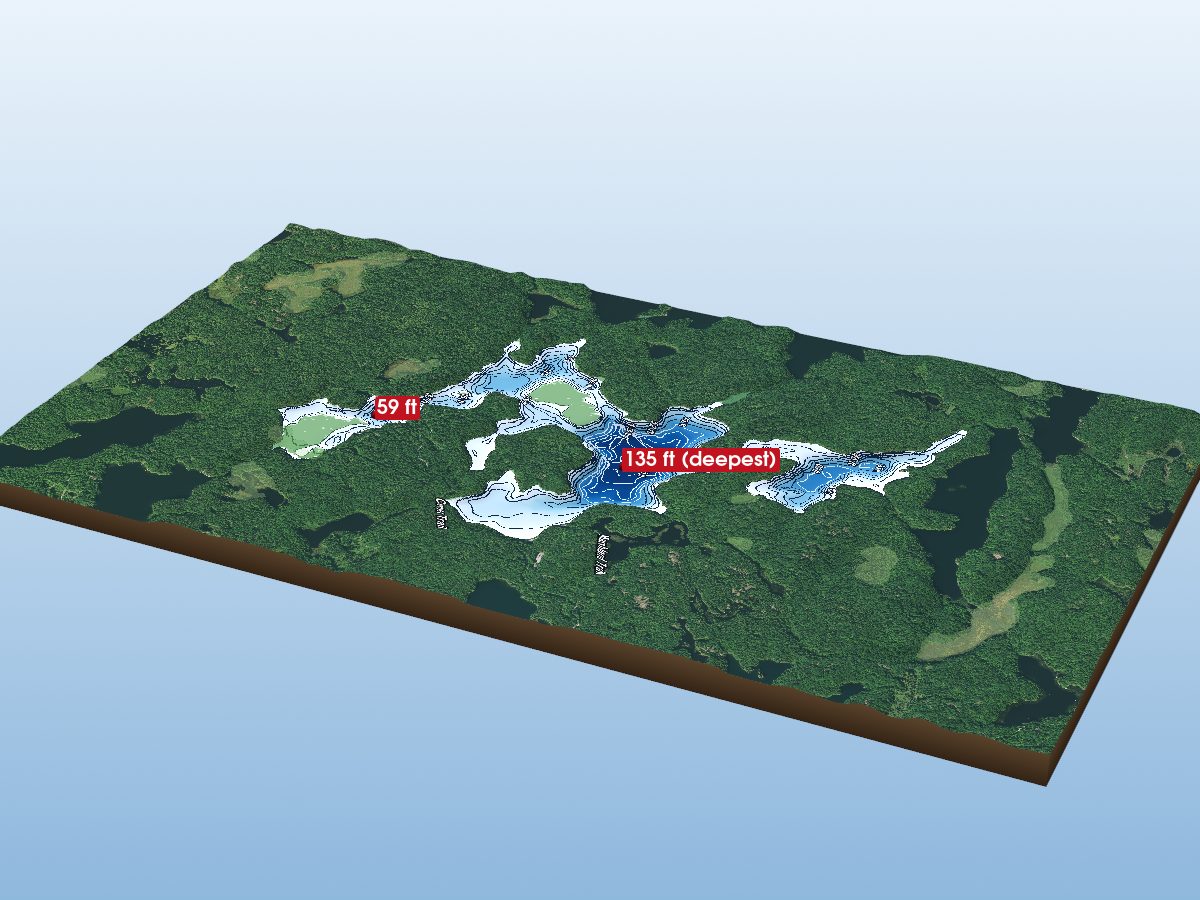 Depth map of Three Legend Lake