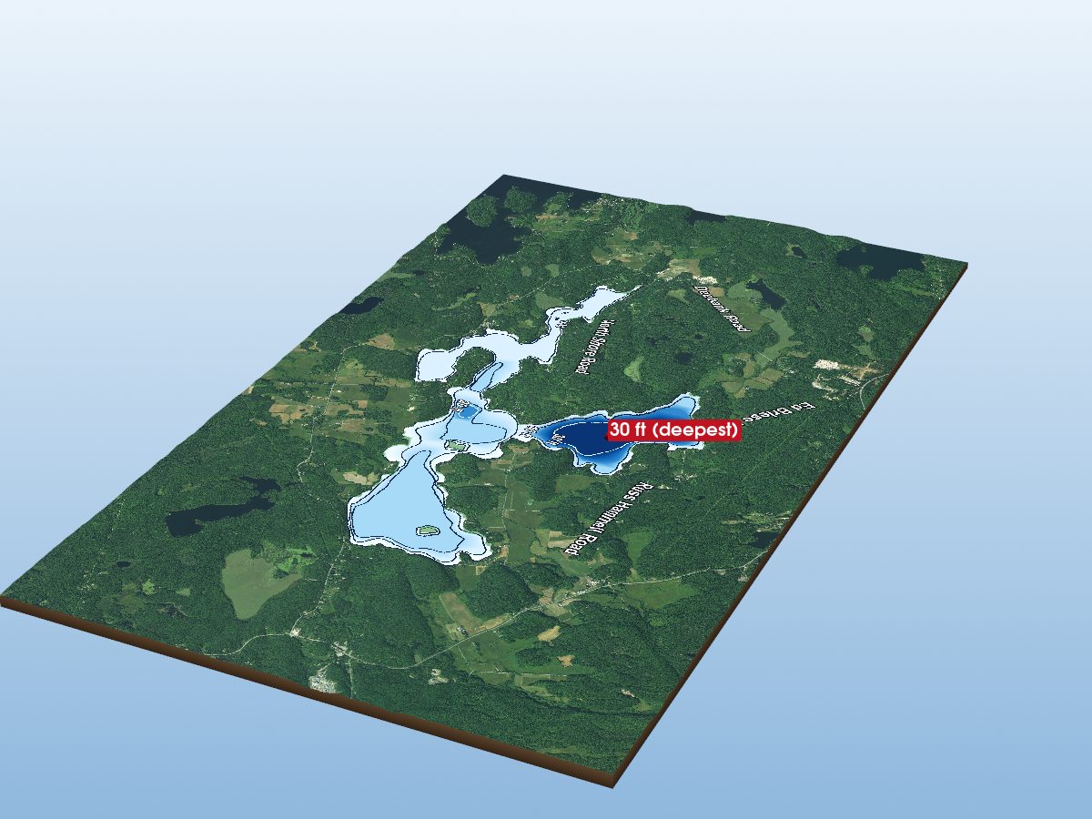 Depth map of Three Mile Lake