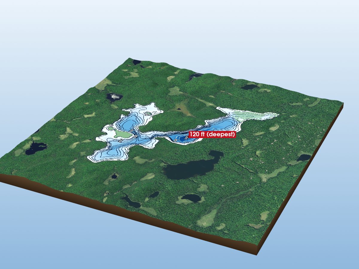 Depth map of Three Mile Lake
