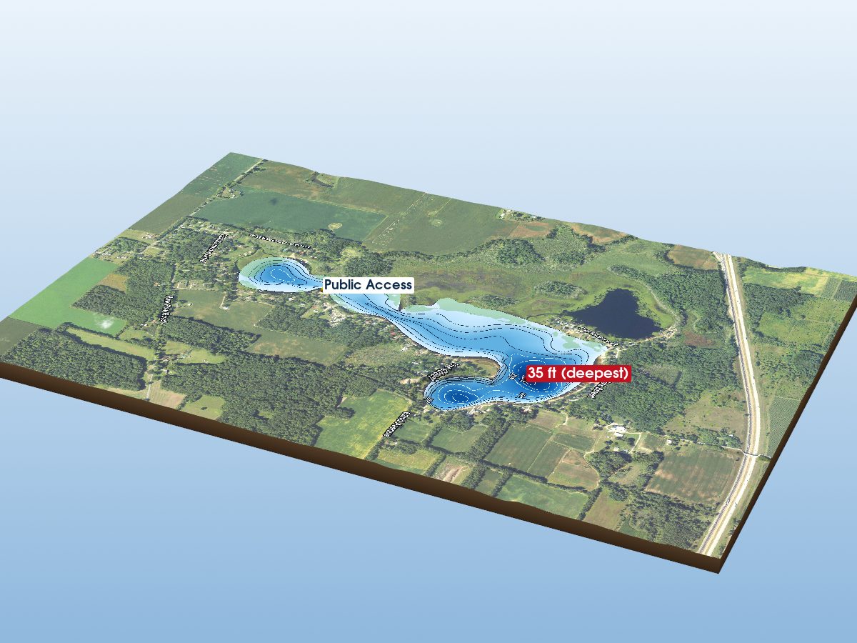 Depth map of Threemile Lake