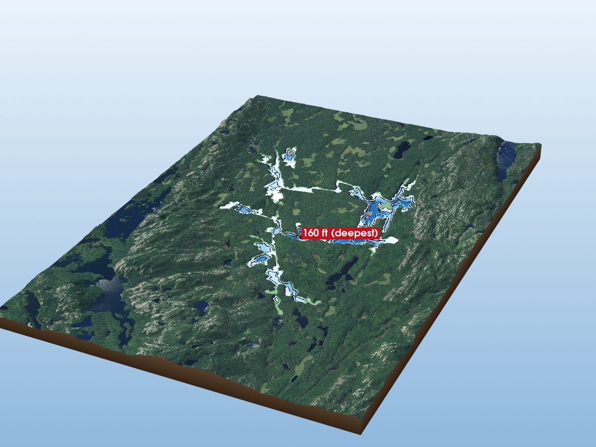 Depth map of Threenarrows Lake