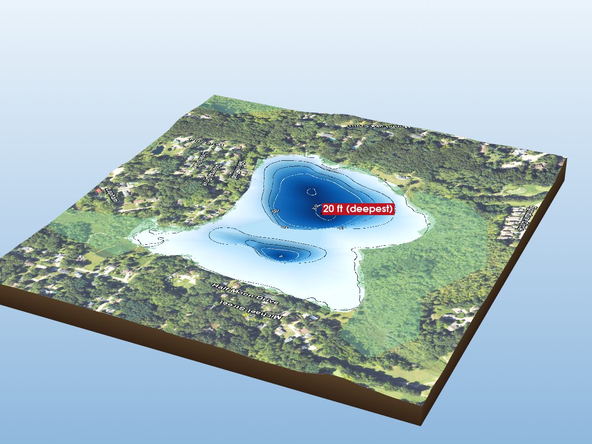 Depth map of Tioga Lake