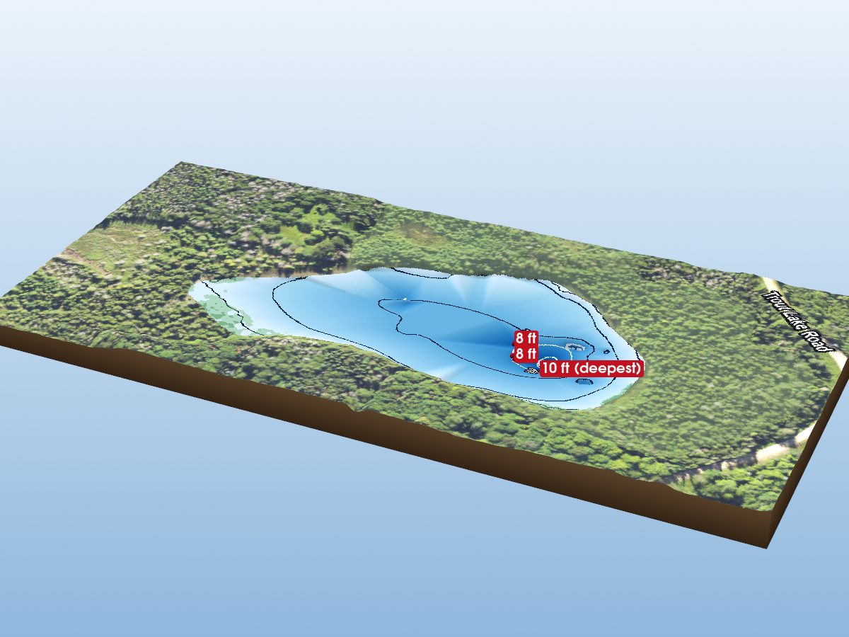 Depth map of Trout Lake Pond, West