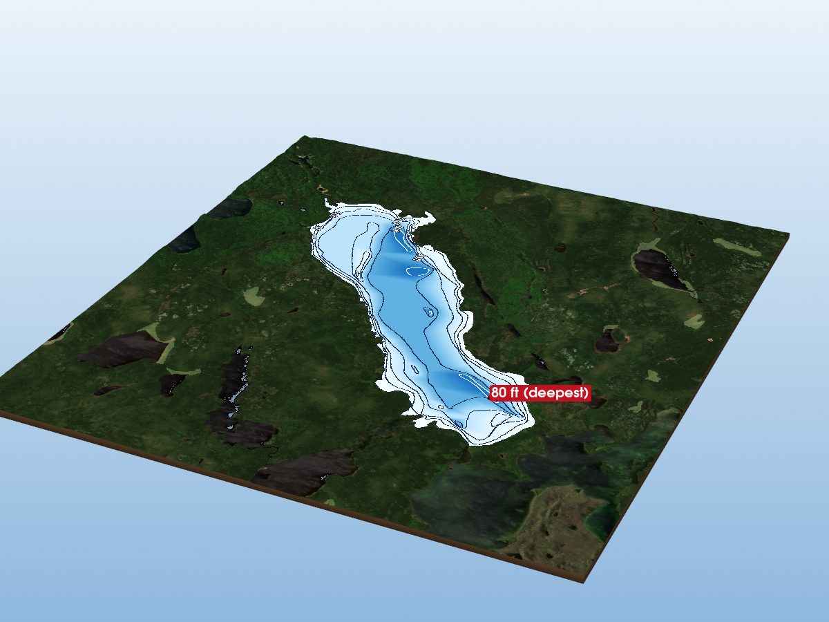 Depth map of Troutfly Lake