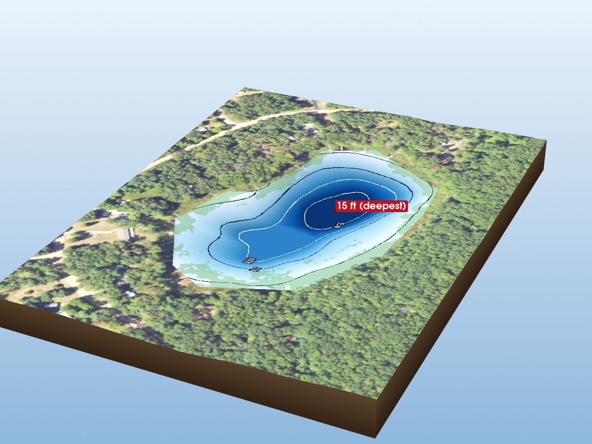 Depth map of Tussing Lake