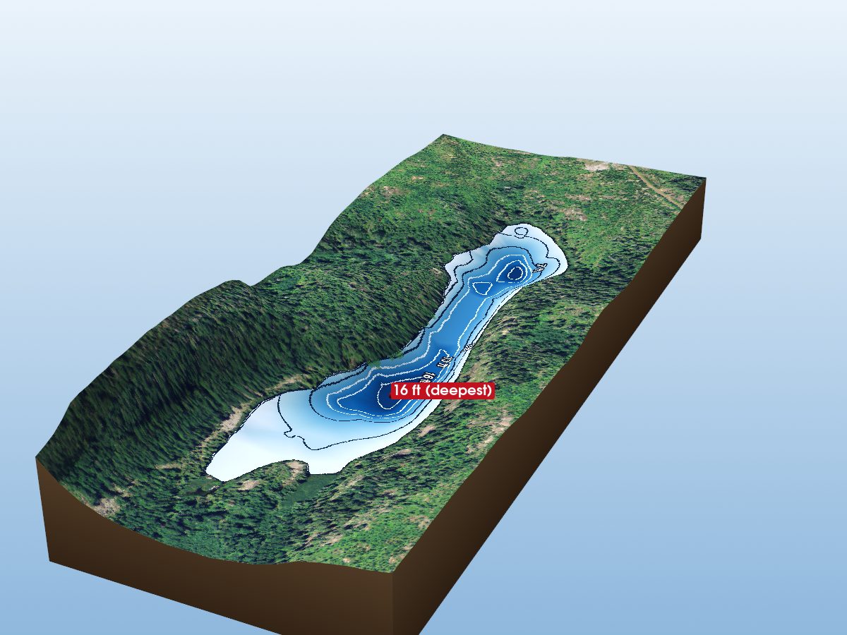 Depth map of Twin Mountain Lake