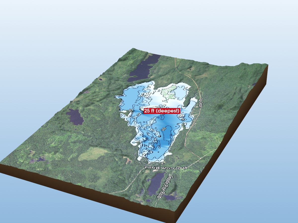 Depth map of Two Island Lake