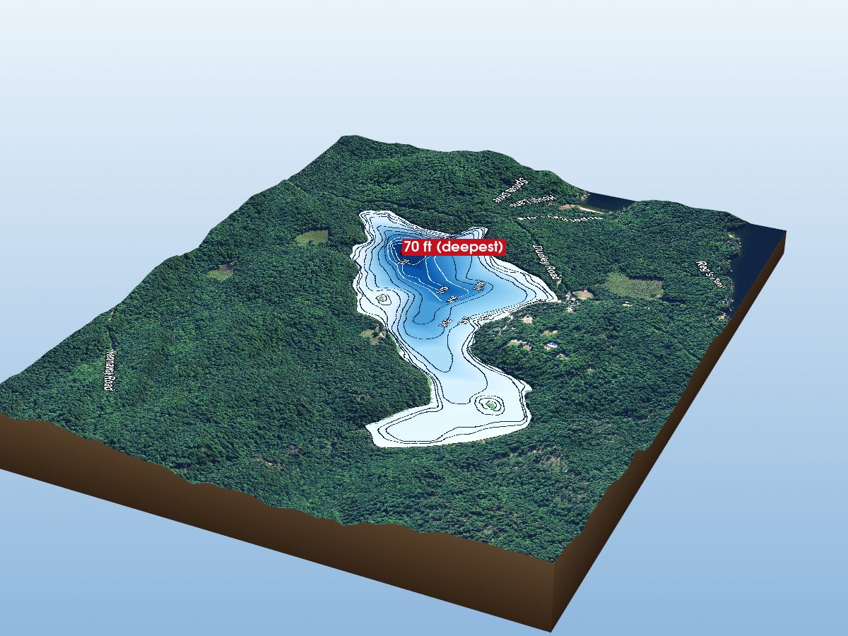 Depth map of Two Islands Lake