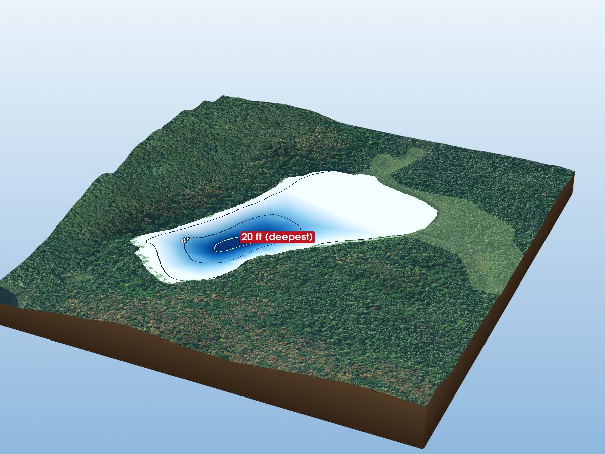Depth map of Two Mile Lake