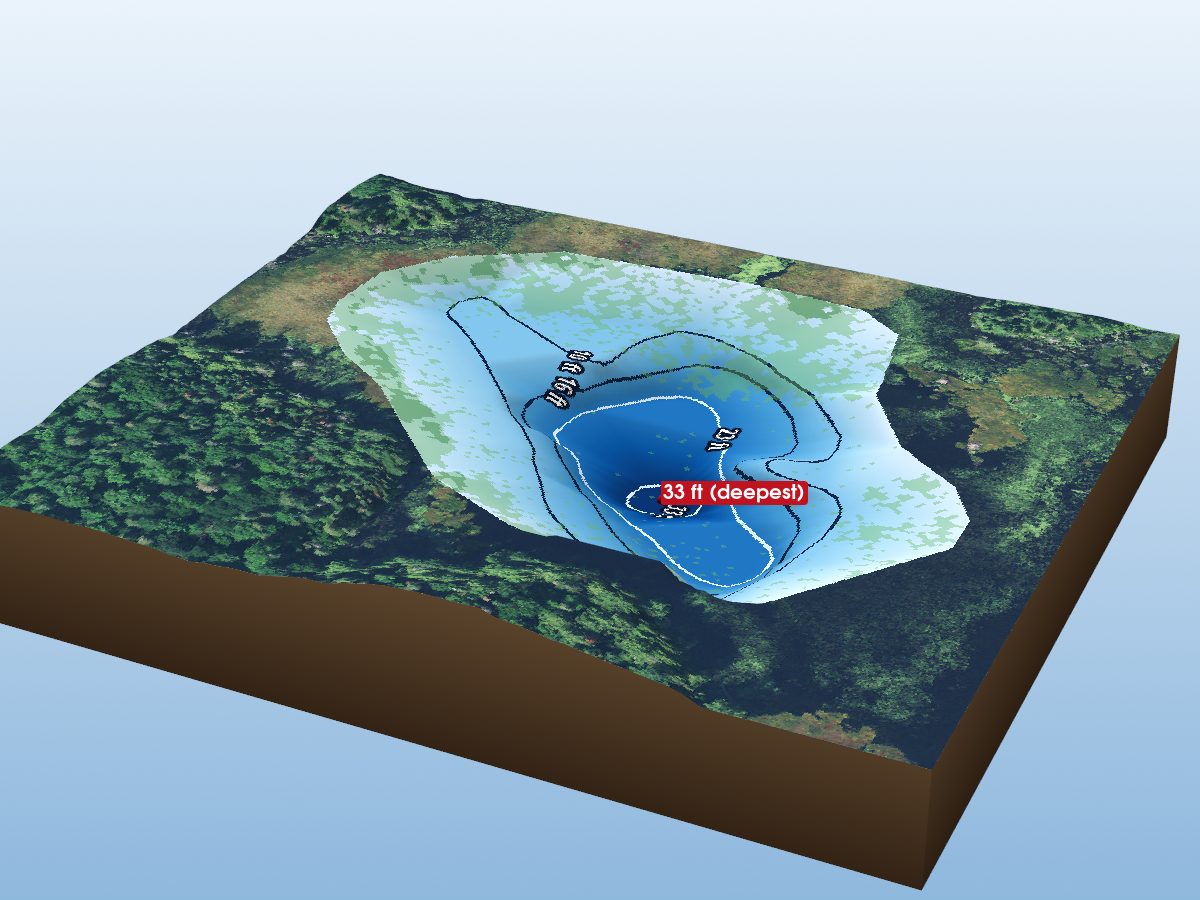 Depth map of Unamed lake betweem Cranebill and Lilypond lakes