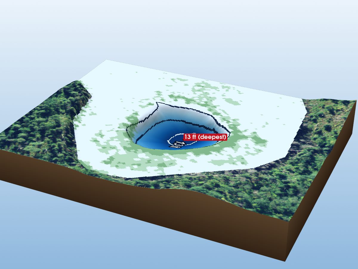 Depth map of Unnamed Lake
