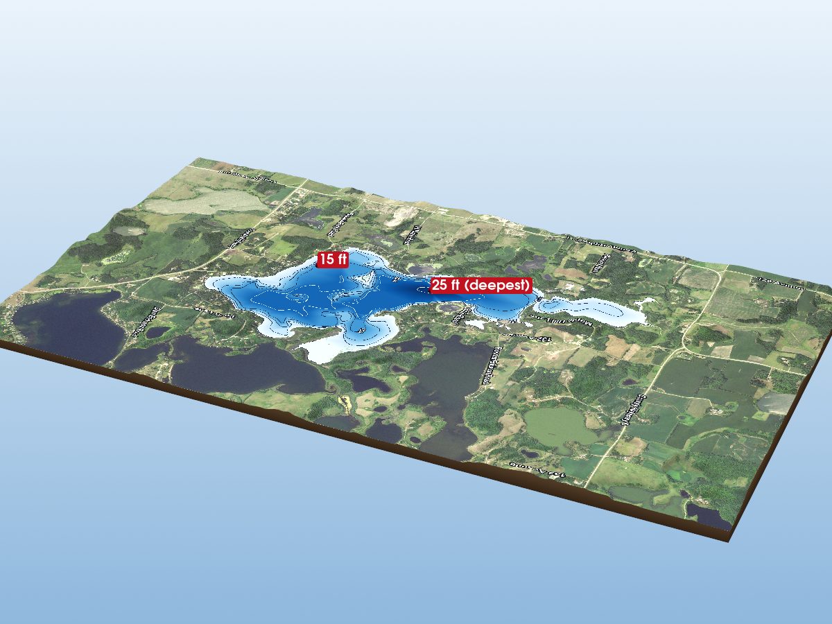 Depth map of Upper Cormorant Lake