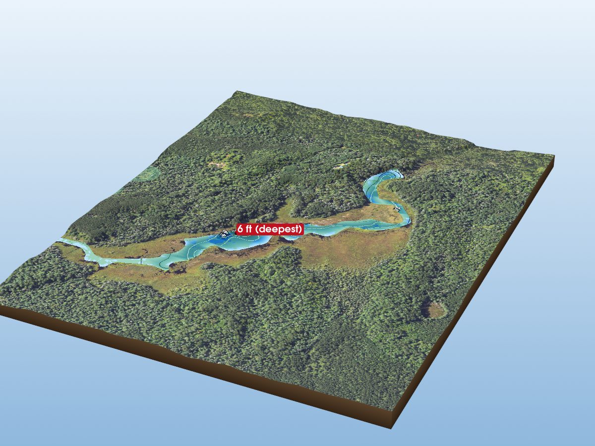 Depth map of Upper Dam Lake