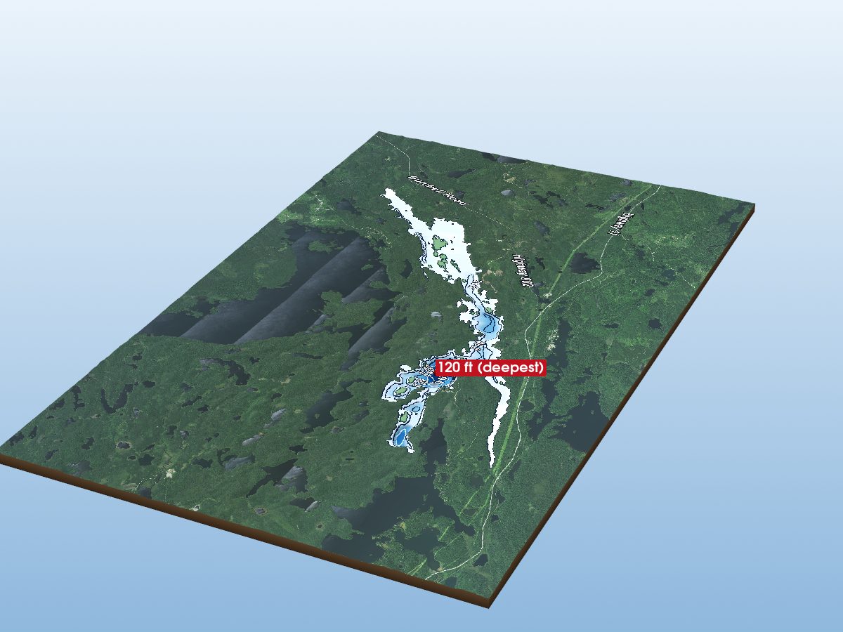 Depth map of Upper Shebandowan Lake