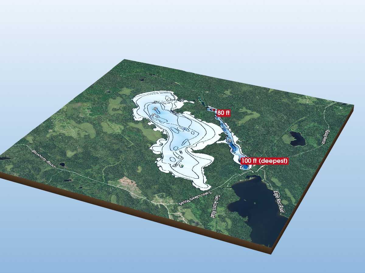 Depth map of Upper Twin Lake