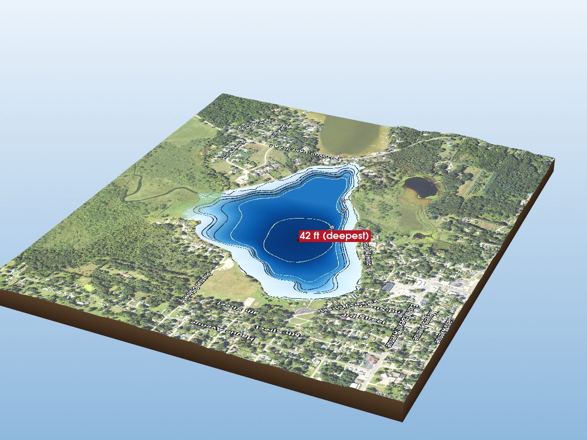 Depth map of Vandercook Lake