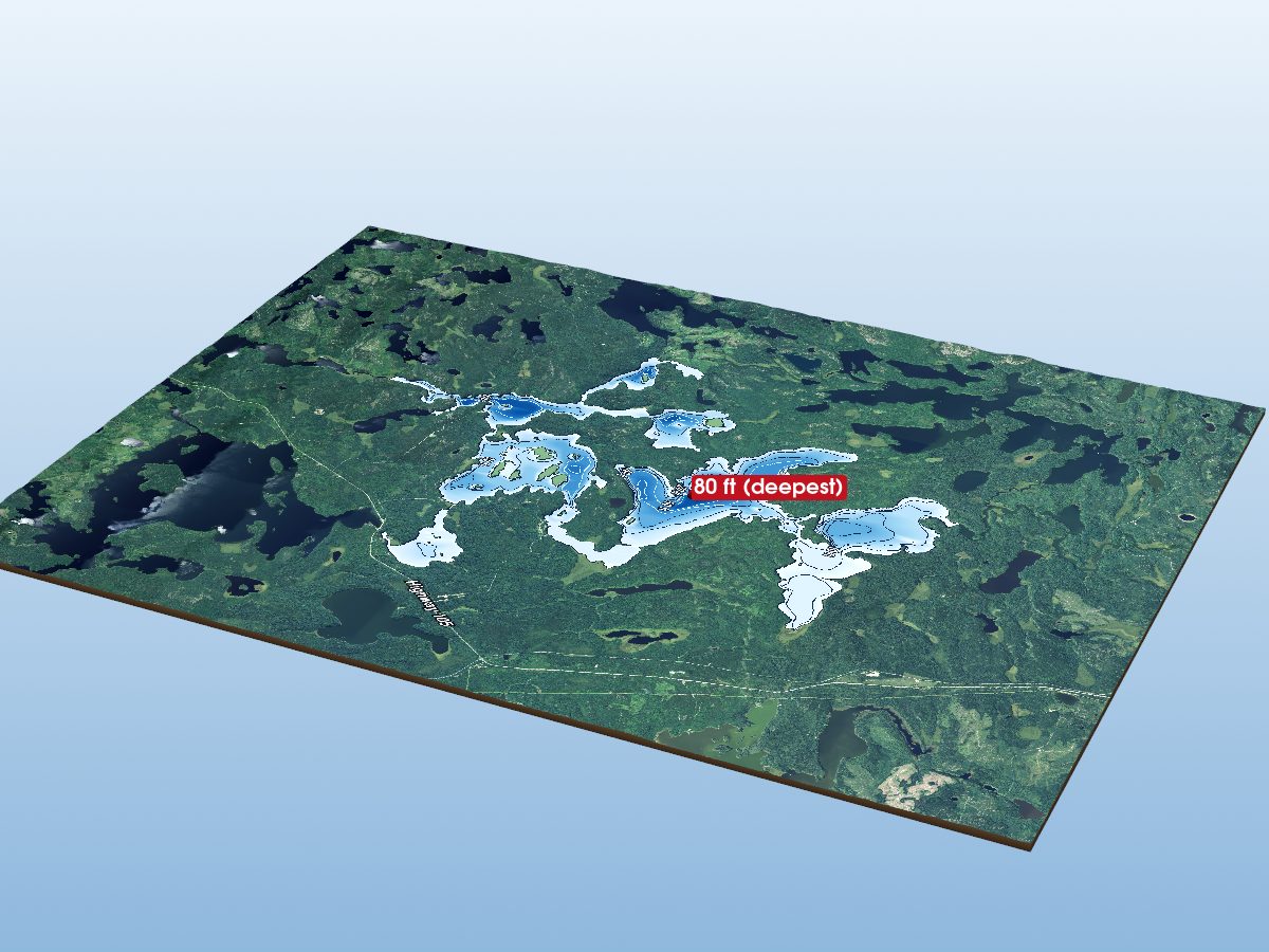 Depth map of Wabaskang Lake