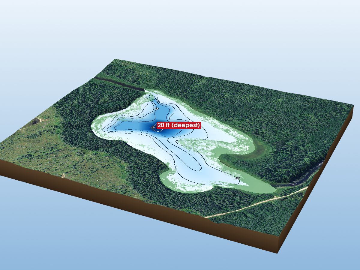Depth map of Wabicock Lake
