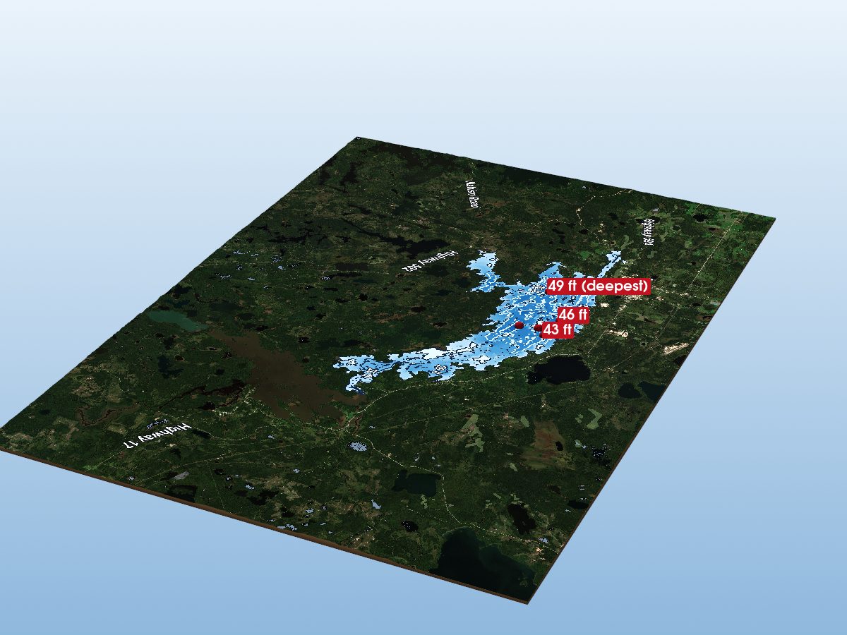 Depth map of Wabigoon Lake