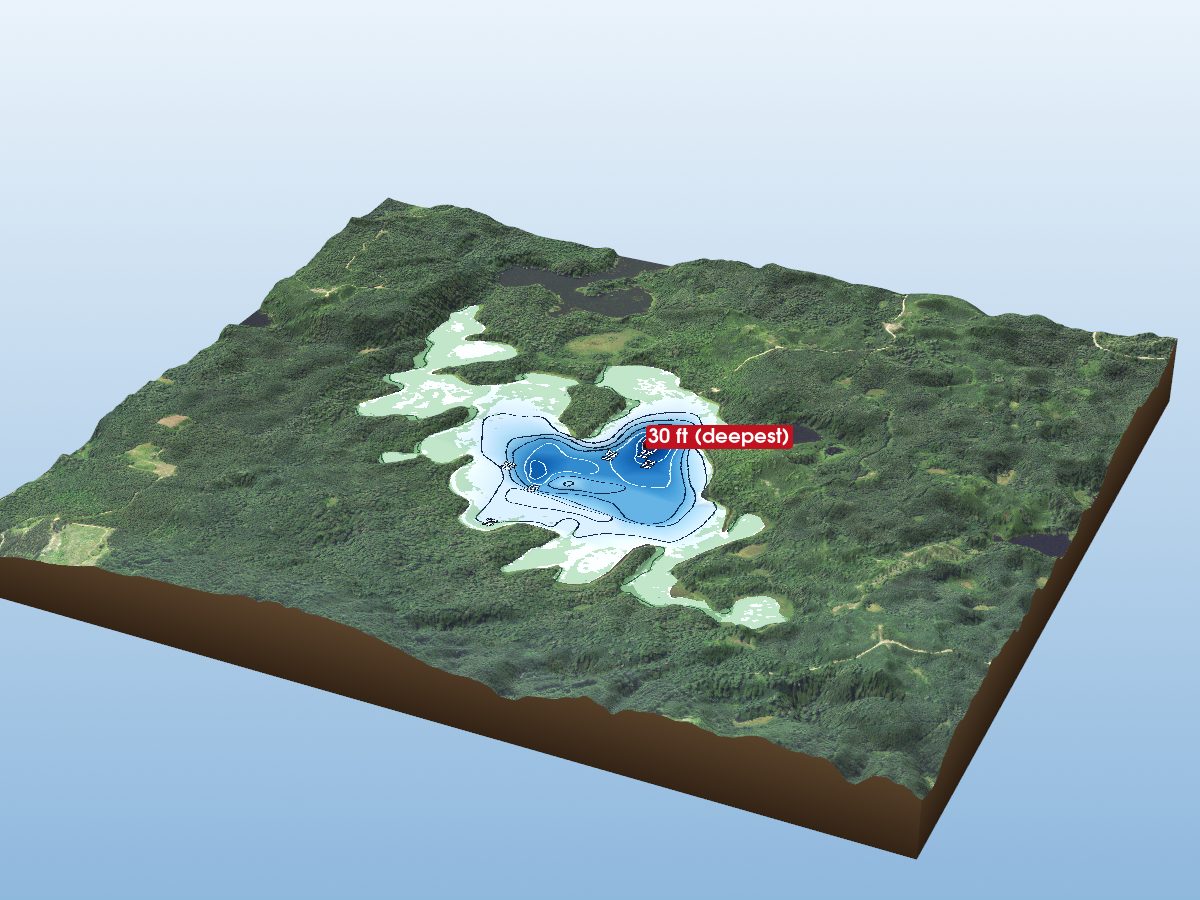 Depth map of Waboose Lake