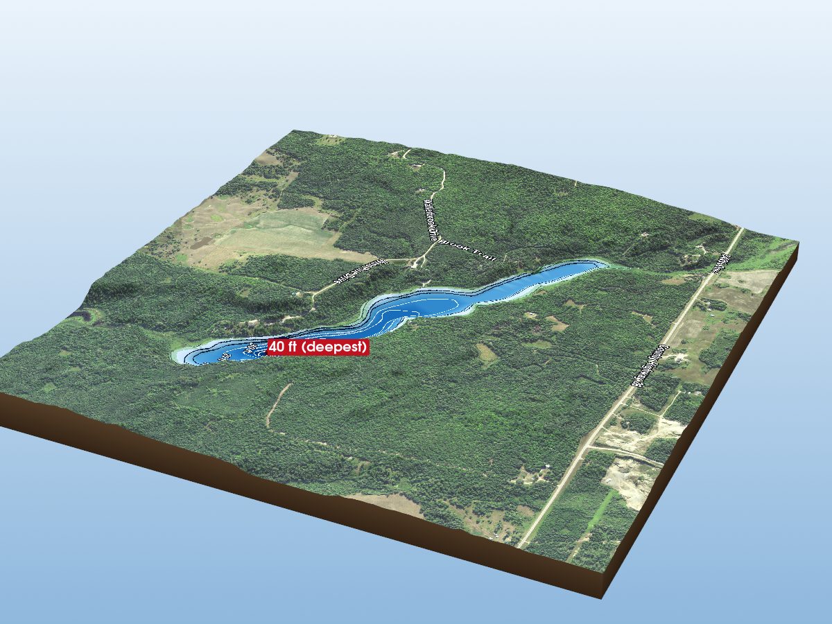 Depth map of Walker Brook Lake
