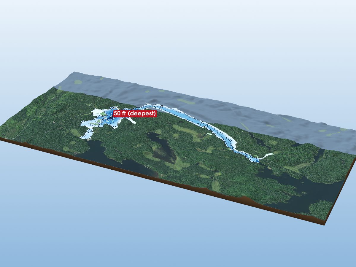 Depth map of Washagami Lake